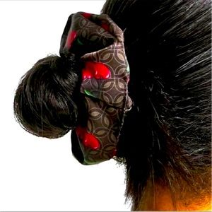 ASOS DESIGN silky scrunchie in monogram cherry print -BRAND NEW UNUSED